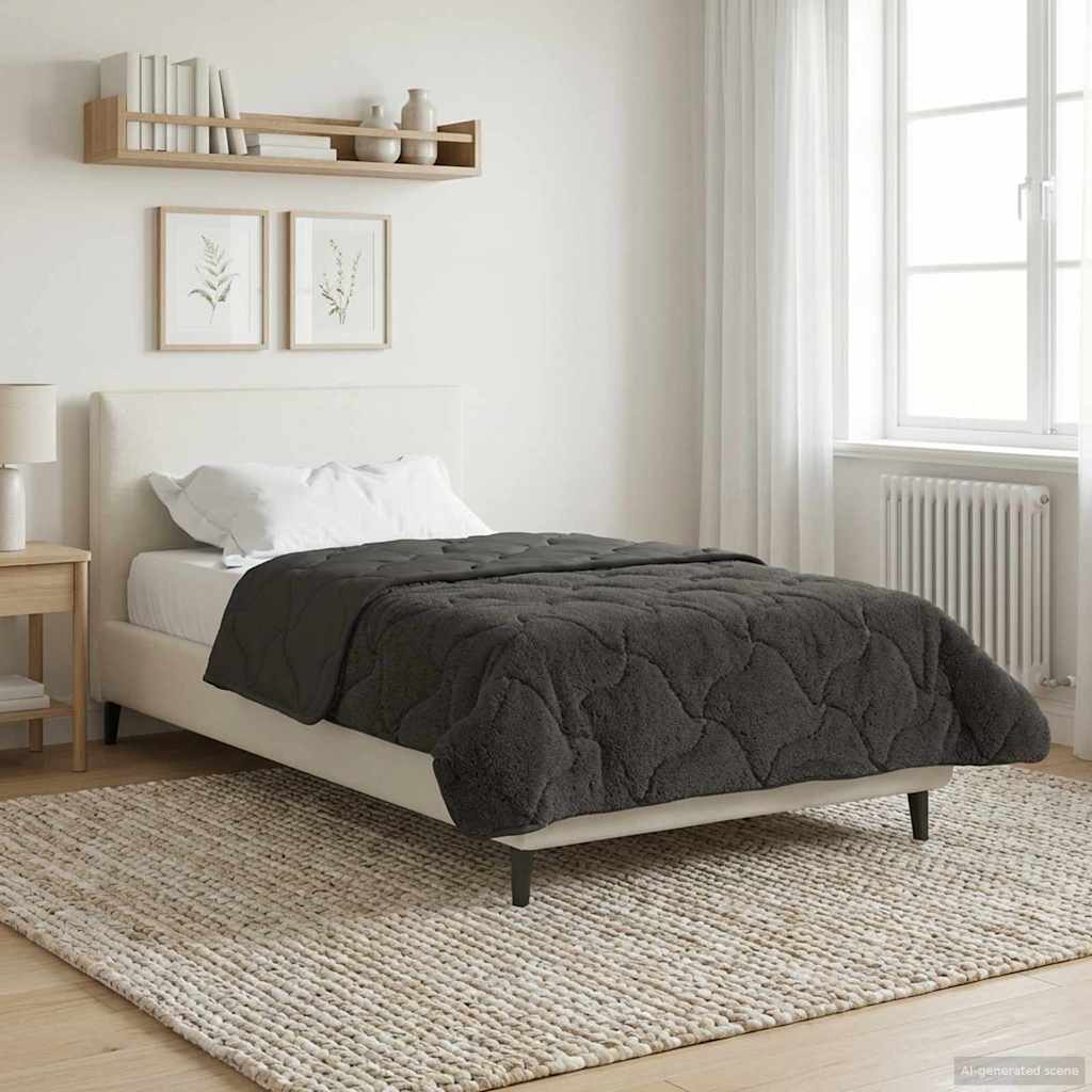 vidaXL Zimowa Kołdra Antracyt 155 x 220 cm Mikrofibra i Fleece Teddy