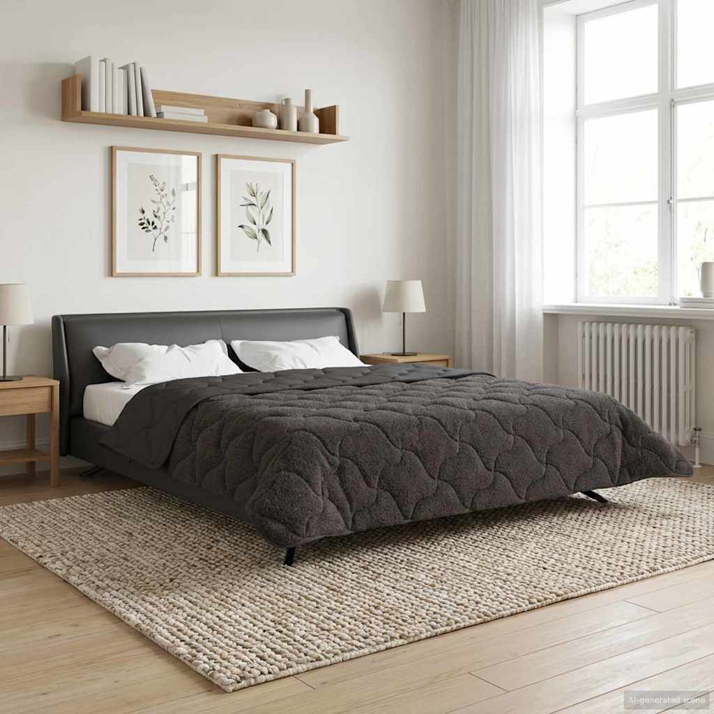 vidaXL Zimowa Kołdra Antracyt 200 x 220 cm Mikrofibra i Fleece Teddy