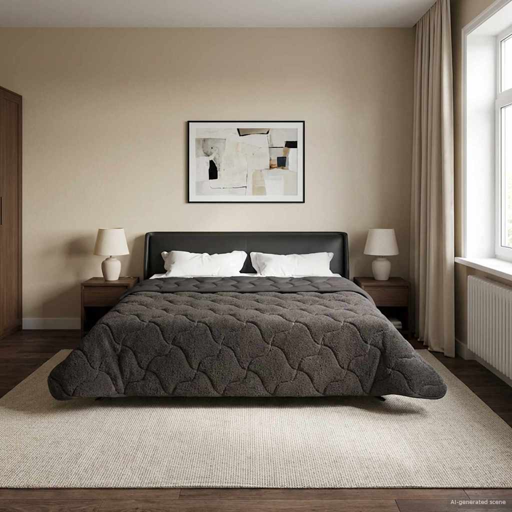 vidaXL Zimowa Kołdra Antracyt 220 x 240 cm Mikrofibra i Fleece Teddy
