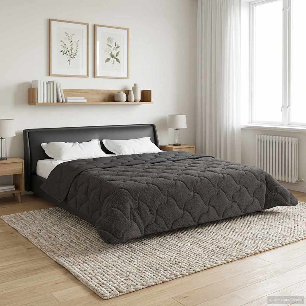vidaXL Zimowa Kołdra Antracyt 220 x 260 cm Mikrofibra i Fleece Teddy
