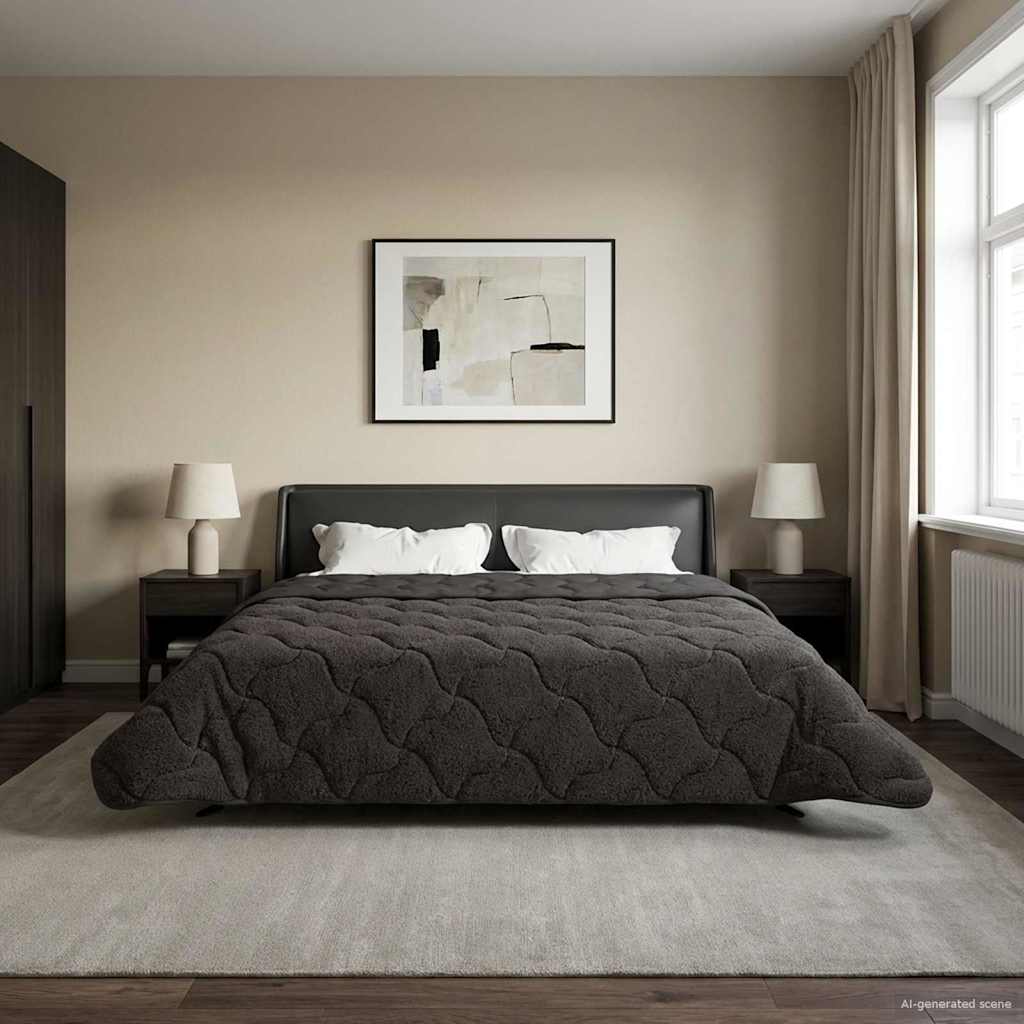 vidaXL Zimowa Kołdra Antracyt 220 x 260 cm Mikrofibra i Fleece Teddy