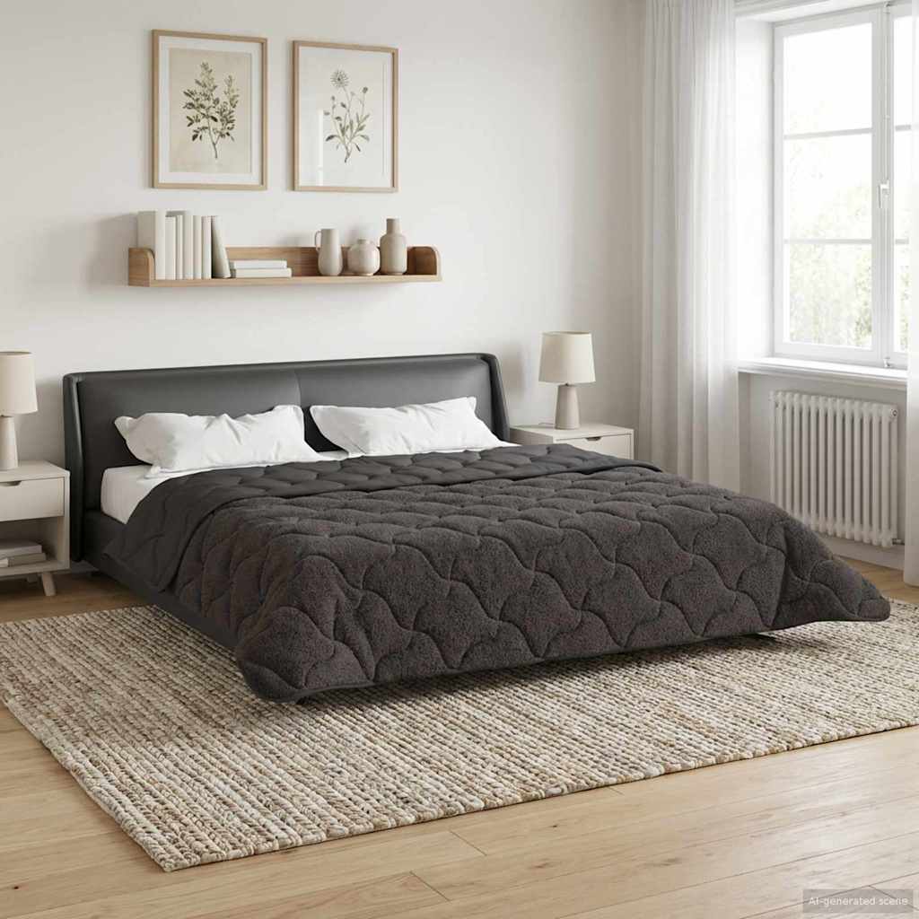 vidaXL Zimowa Kołdra Antracyt 240 x 260 cm Mikrofibra i Fleece Teddy