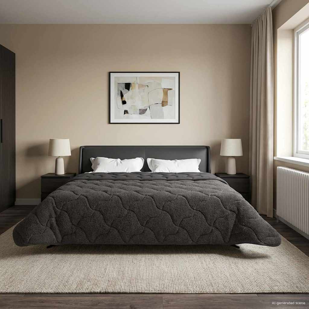 vidaXL Zimowa Kołdra Antracyt 240 x 260 cm Mikrofibra i Fleece Teddy