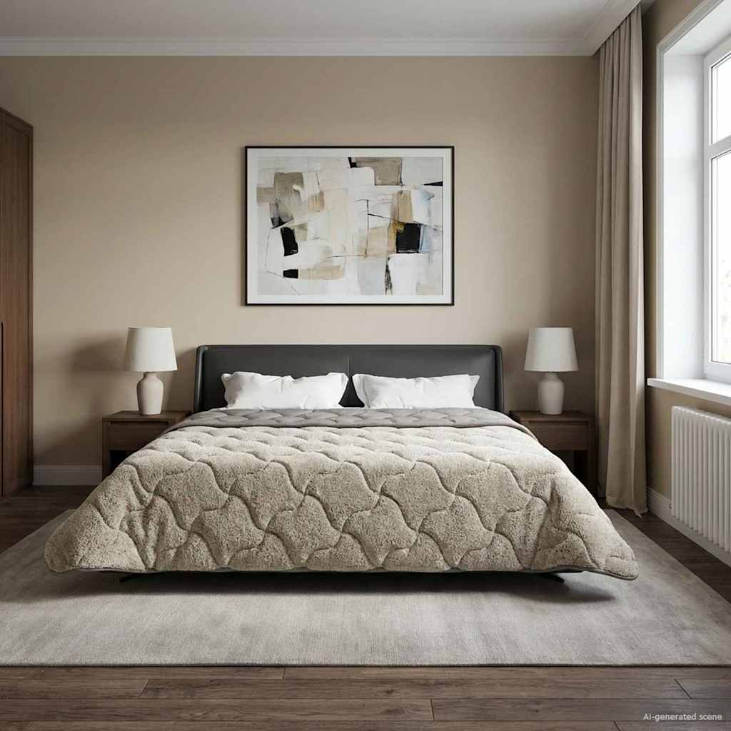 vidaXL Zimowa Kołdra Kwiłtowany Jasnoszary 200 x 200 cm