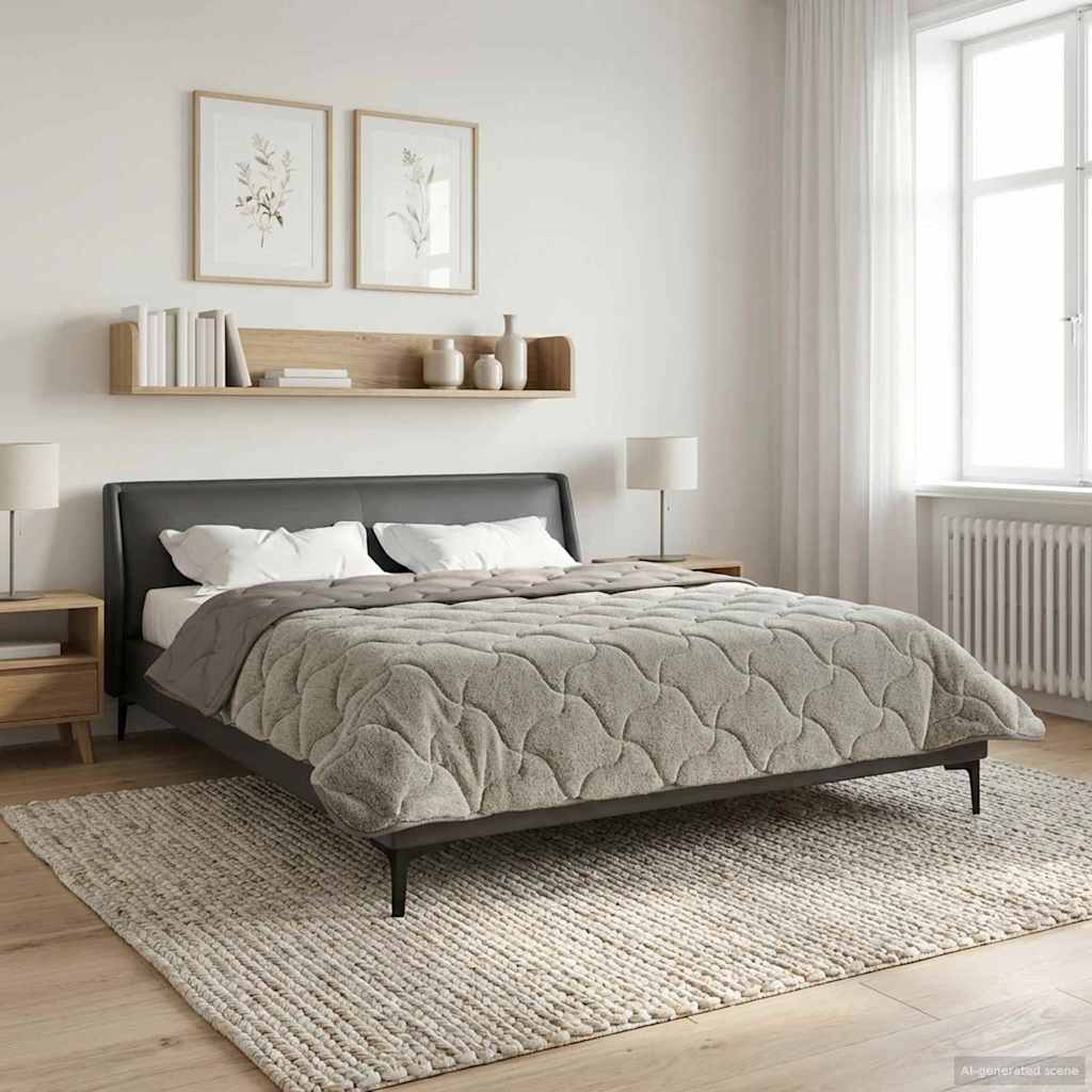 vidaXL Zimowa Kołdra Kwiłtowany Jasnoszary 200 x 220 cm