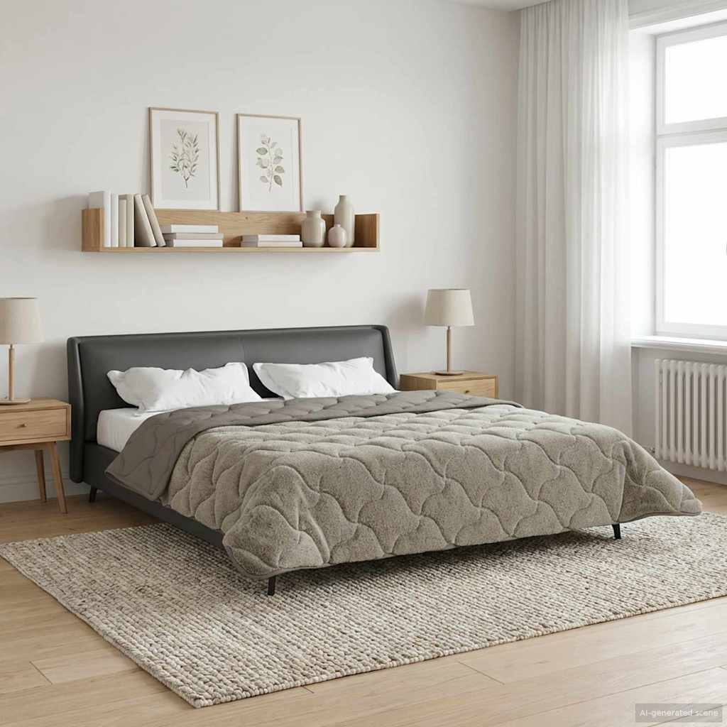 vidaXL Zimowa Kołdra Kwiłtowany Jasnoszary 220 x 240 cm