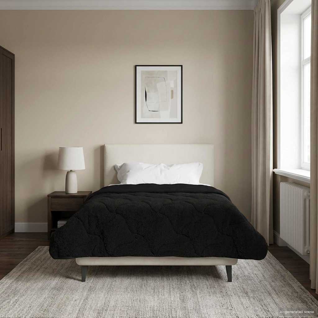 vidaXL Zimowa Kołdra Czarny 135 x 200 cm Mikrofibra i Fleece Teddy