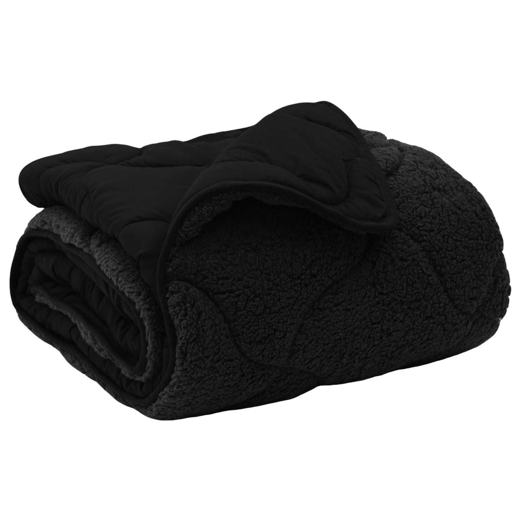 vidaXL Zimowa Kołdra Czarny 135 x 200 cm Mikrofibra i Fleece Teddy