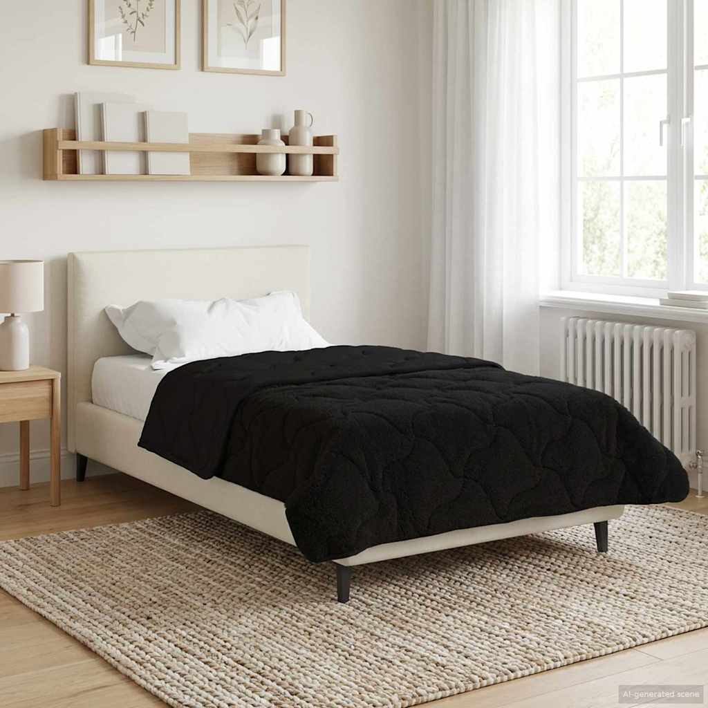 vidaXL Zimowa Kołdra Czarny 140 x 220 cm Mikrofibra i Fleece Teddy