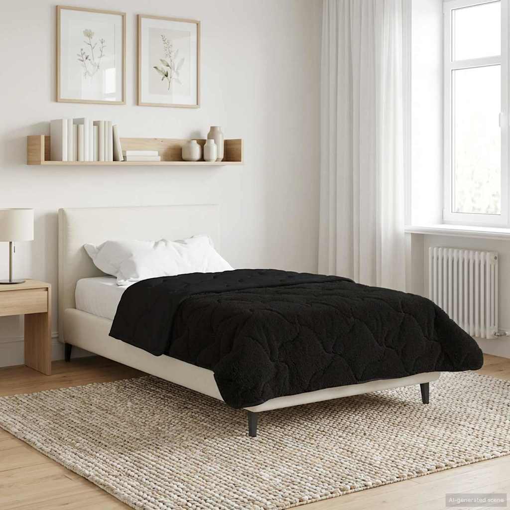 vidaXL Zimowa Kołdra Czarny 155 x 200 cm Mikrofibra i Fleece Teddy