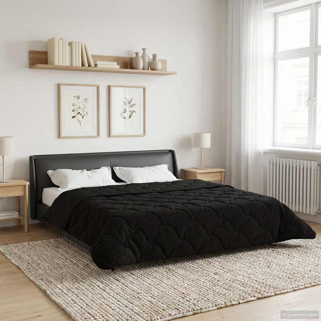 vidaXL Zimowa Kołdra Czarny 200 x 200 cm Mikrofibra i Fleece Teddy