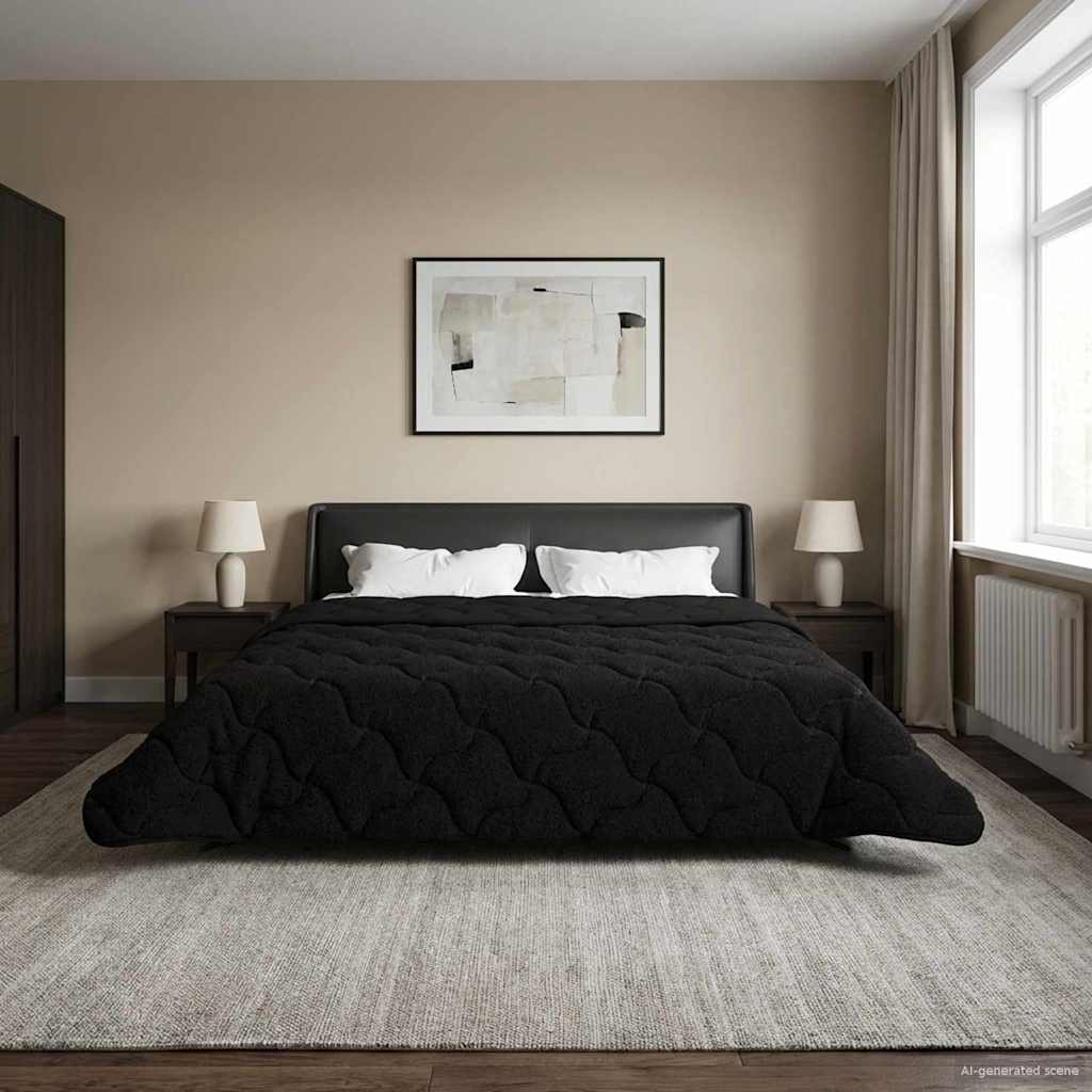 vidaXL Zimowa Kołdra Czarny 200 x 200 cm Mikrofibra i Fleece Teddy
