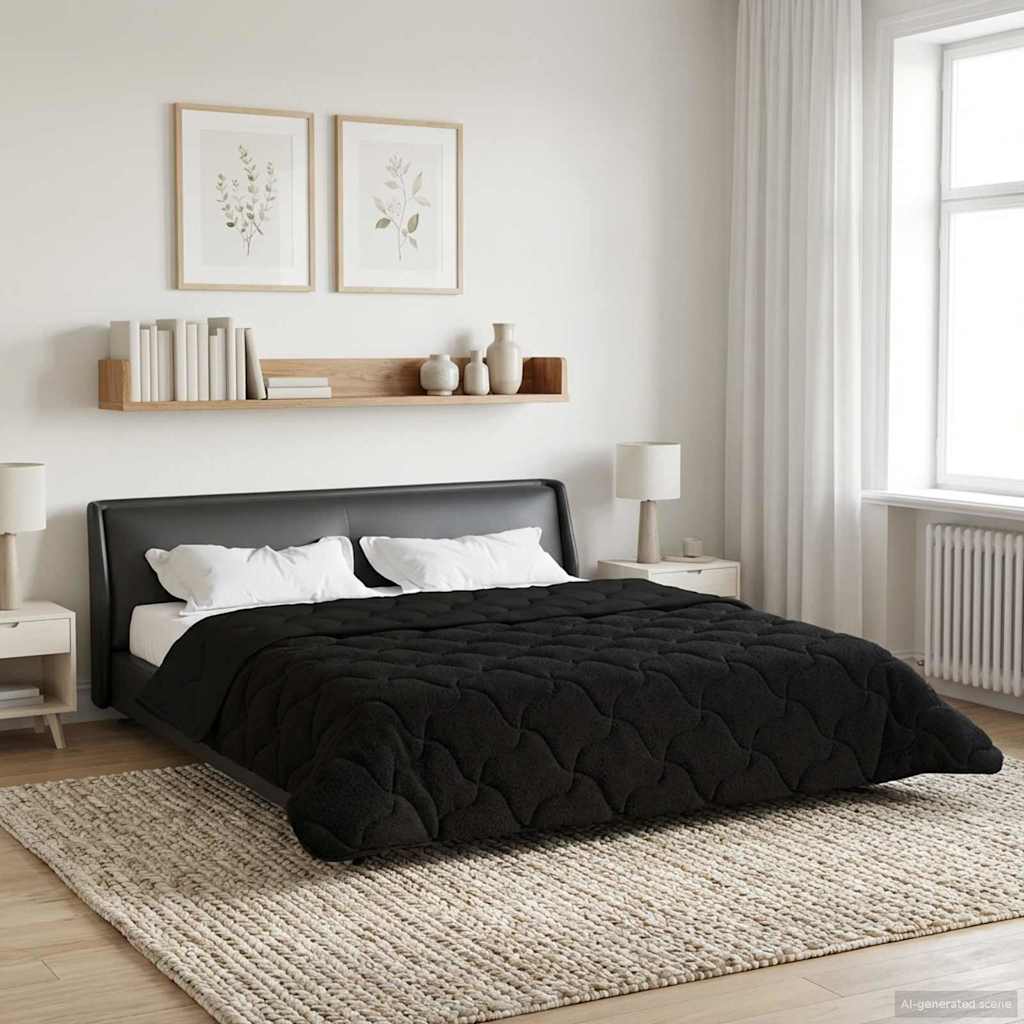vidaXL Zimowa Kołdra Czarny 200 x 240 cm Mikrofibra i Fleece Teddy