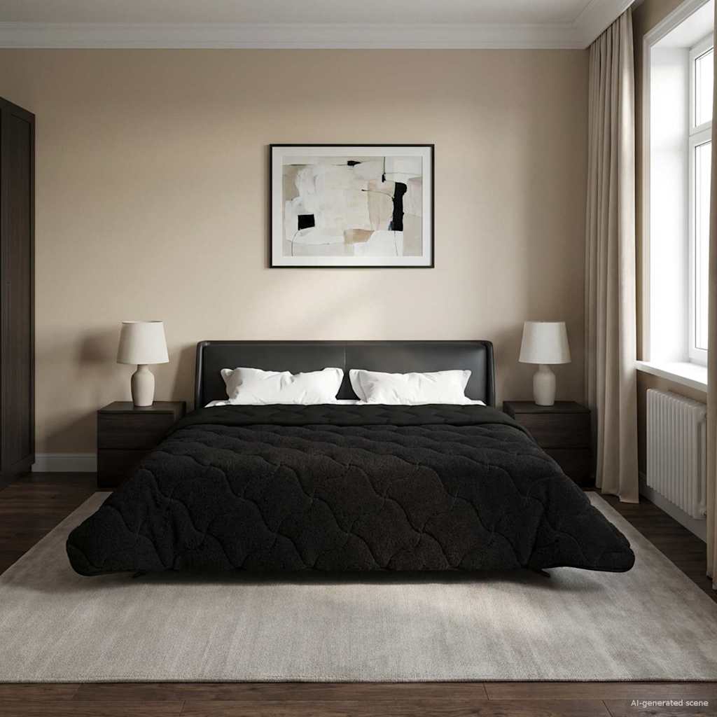vidaXL Zimowa Kołdra Czarny 200 x 240 cm Mikrofibra i Fleece Teddy