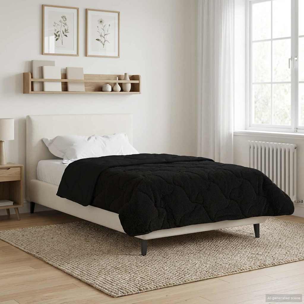vidaXL Zimowa Kołdra Czarny 155 x 220 cm Mikrofibra i Fleece Teddy