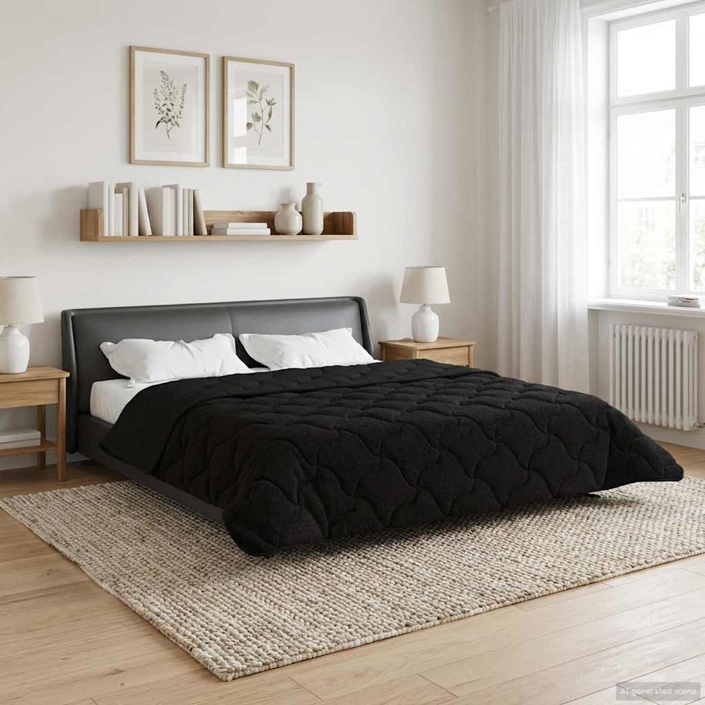 vidaXL Zimowa Kołdra Czarny 200 x 220 cm Mikrofibra i Fleece Teddy