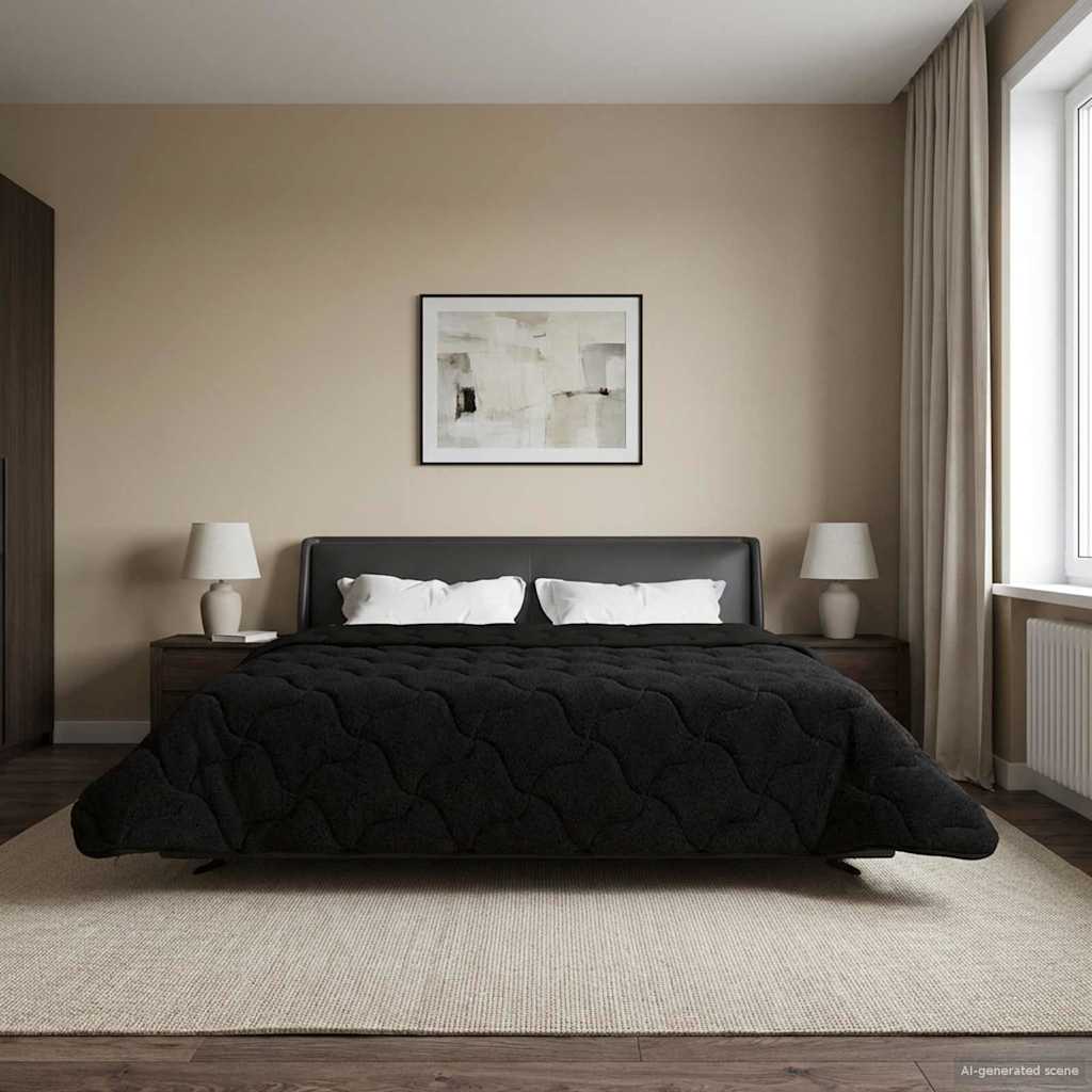 vidaXL Zimowa Kołdra Czarny 200 x 220 cm Mikrofibra i Fleece Teddy