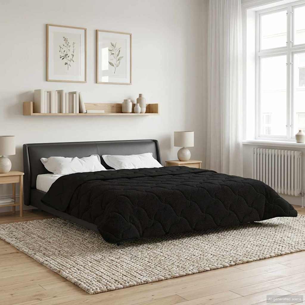 vidaXL Zimowa Kołdra Czarny 220 x 240 cm Mikrofibra i Fleece Teddy