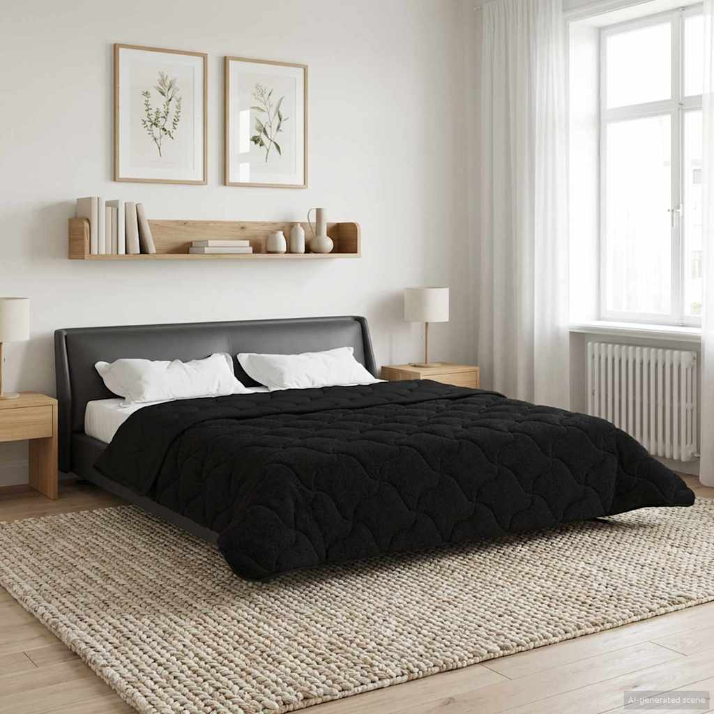 vidaXL Zimowa Kołdra Czarny 220 x 260 cm Mikrofibra i Fleece Teddy