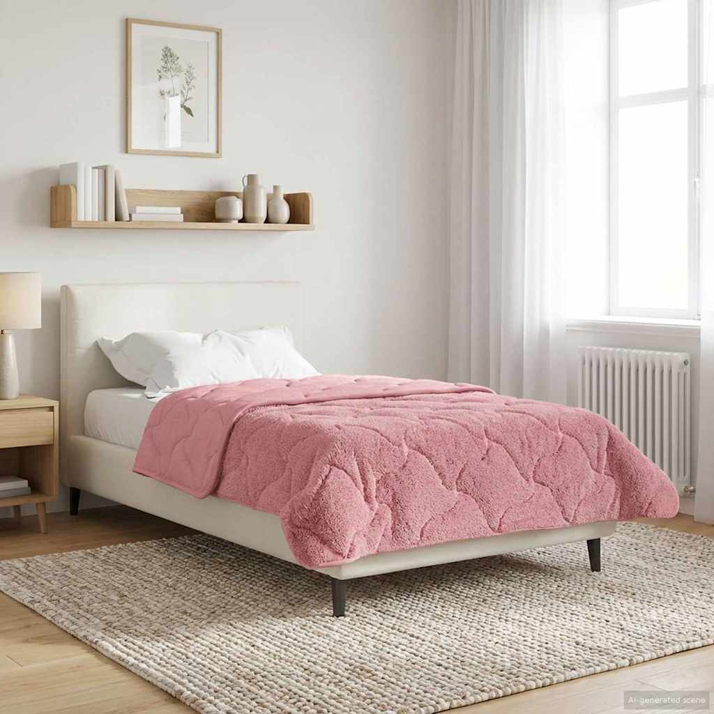 vidaXL Zimowa Kołdra Różowy 135 x 200 cm Mikrofibra i Fleece Teddy