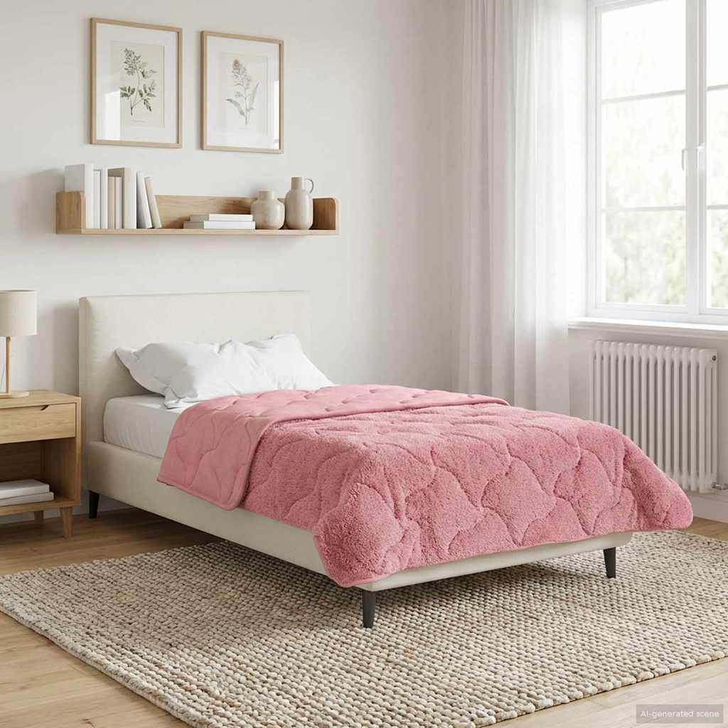 vidaXL Zimowa Kołdra Różowy 140 x 220 cm Mikrofibra i Fleece Teddy