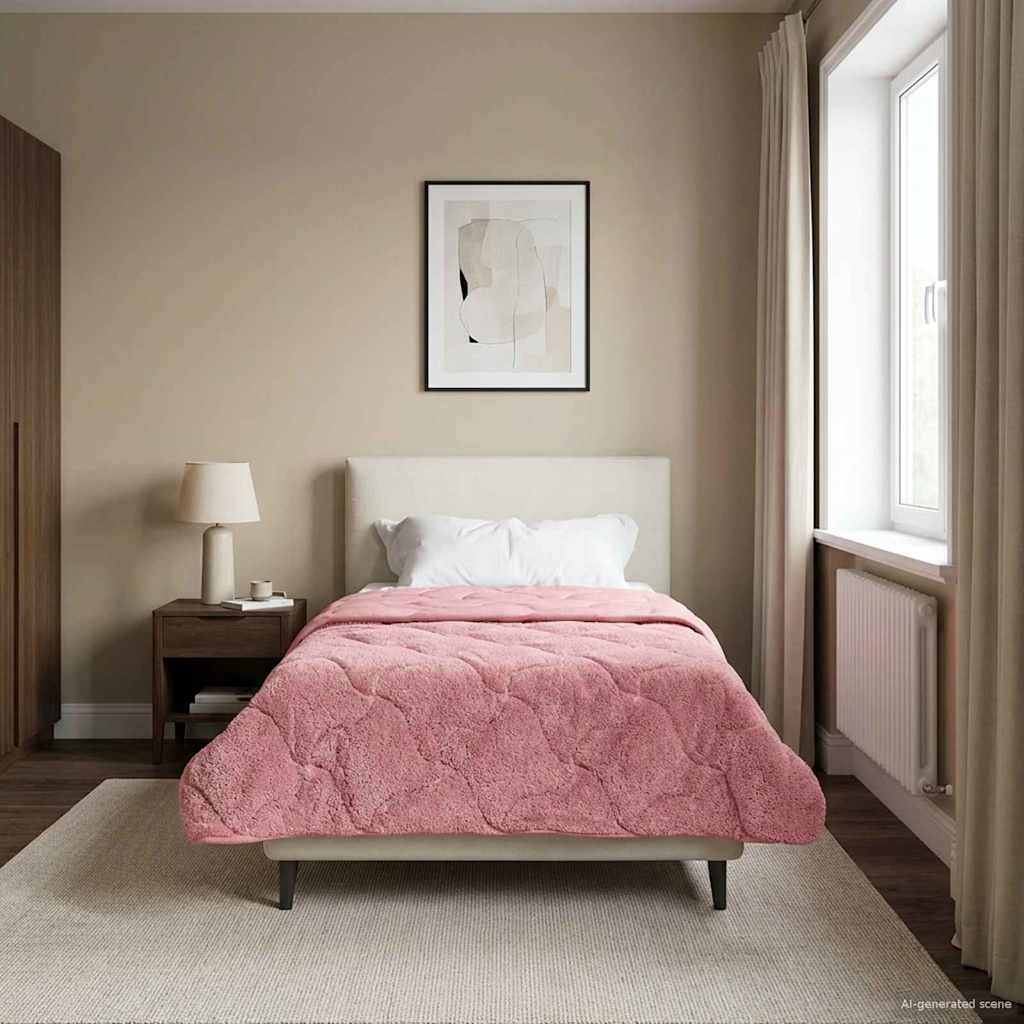 vidaXL Zimowa Kołdra Różowy 140 x 220 cm Mikrofibra i Fleece Teddy