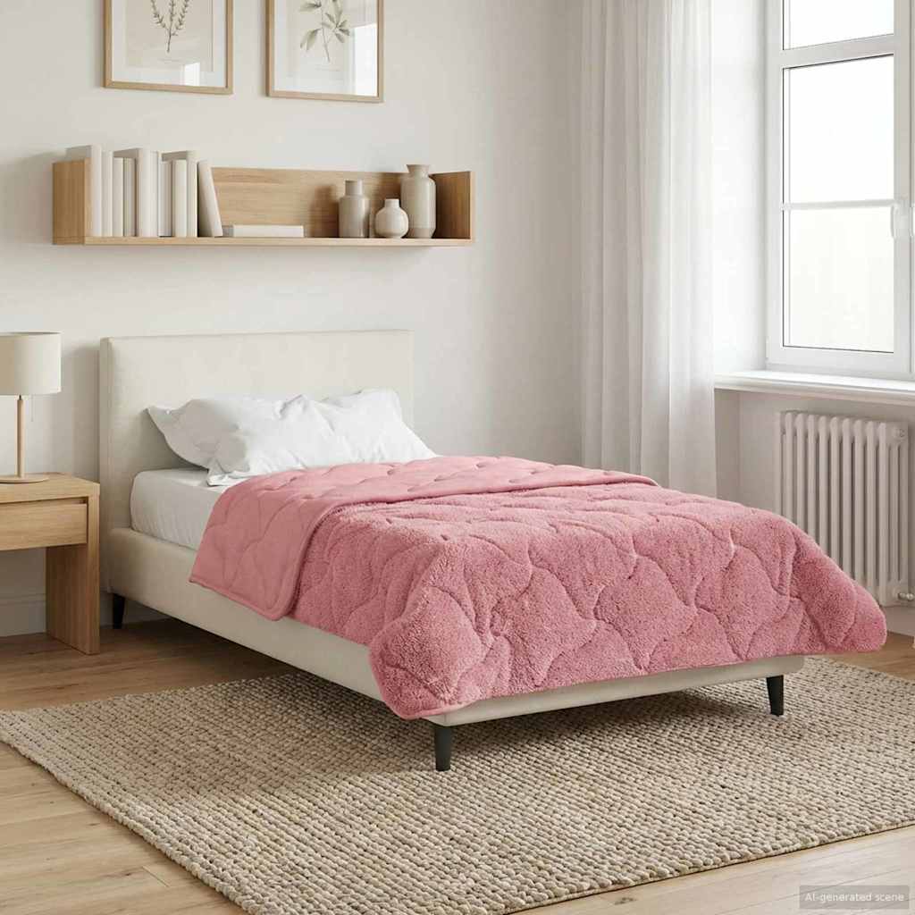 vidaXL Zimowa Kołdra Różowy 155 x 200 cm Mikrofibra i Fleece Teddy