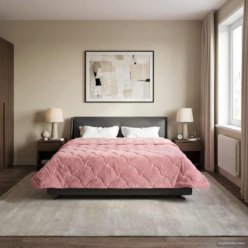 vidaXL Zimowa Kołdra Różowy 200 x 200 cm Mikrofibra i Fleece Teddy