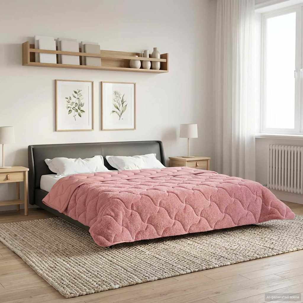 vidaXL Zimowa Kołdra Różowy 200 x 240 cm Mikrofibra i Fleece Teddy
