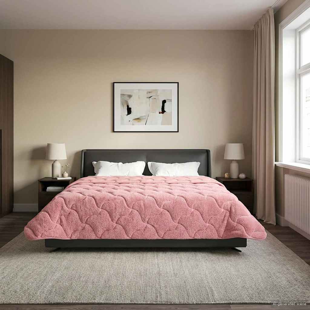 vidaXL Zimowa Kołdra Różowy 200 x 240 cm Mikrofibra i Fleece Teddy