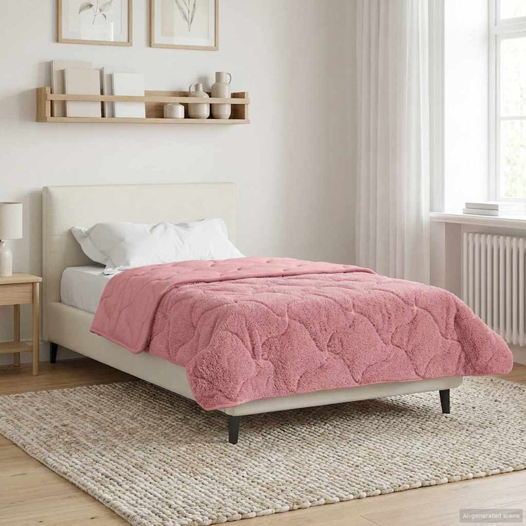 vidaXL Zimowa Kołdra Różowy 135 x 200 cm Mikrofibra i Fleece Teddy