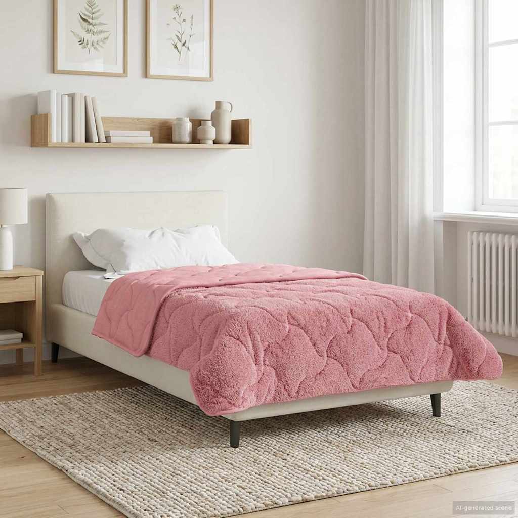 vidaXL Zimowa Kołdra Różowy 140 x 220 cm Mikrofibra i Fleece Teddy