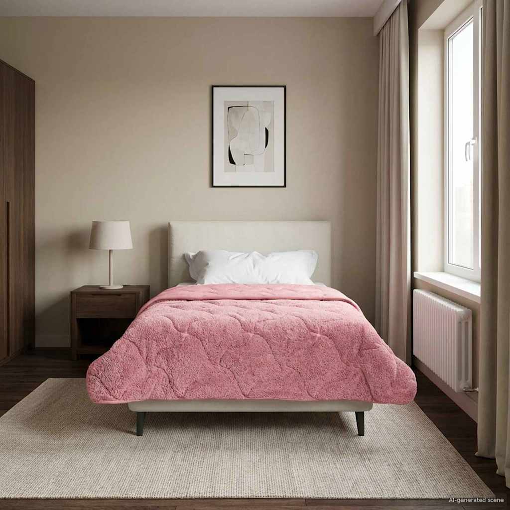 vidaXL Zimowa Kołdra Różowy 140 x 220 cm Mikrofibra i Fleece Teddy