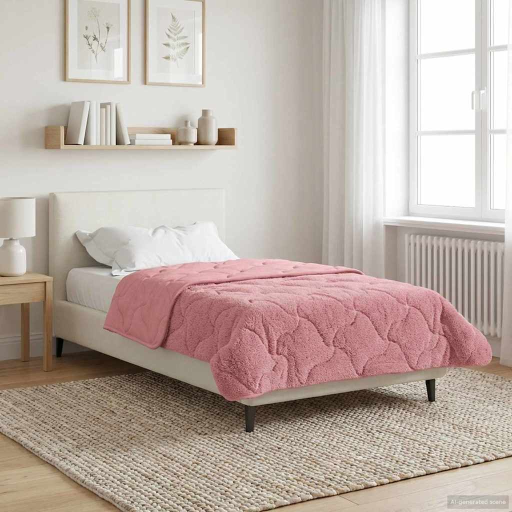 vidaXL Zimowa Kołdra Różowy 155 x 220 cm Mikrofibra i Fleece Teddy