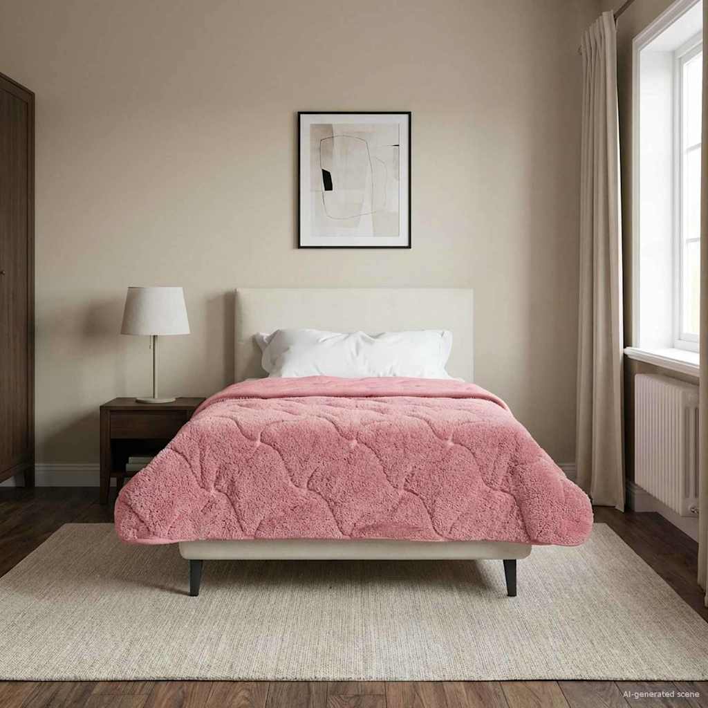 vidaXL Zimowa Kołdra Różowy 155 x 220 cm Mikrofibra i Fleece Teddy