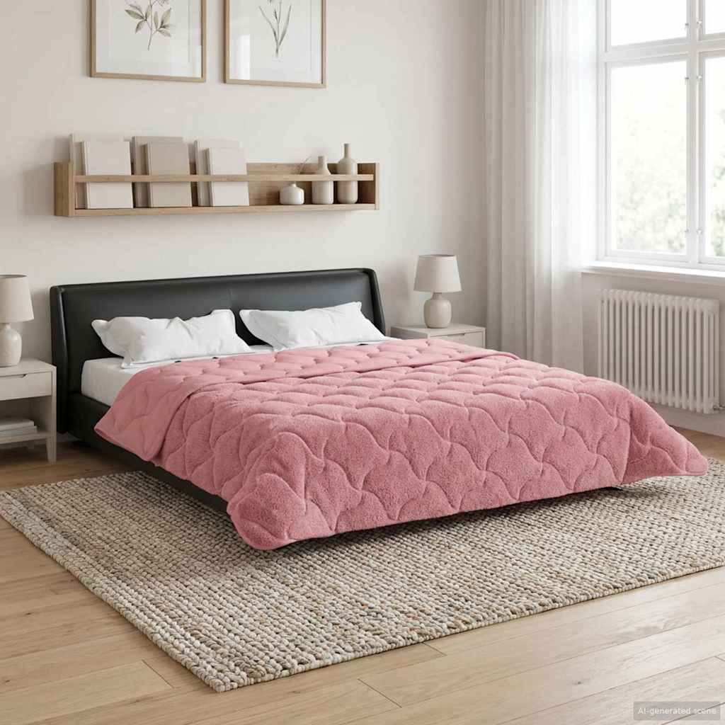 vidaXL Zimowa Kołdra Różowy 200 x 220 cm Mikrofibra i Fleece Teddy