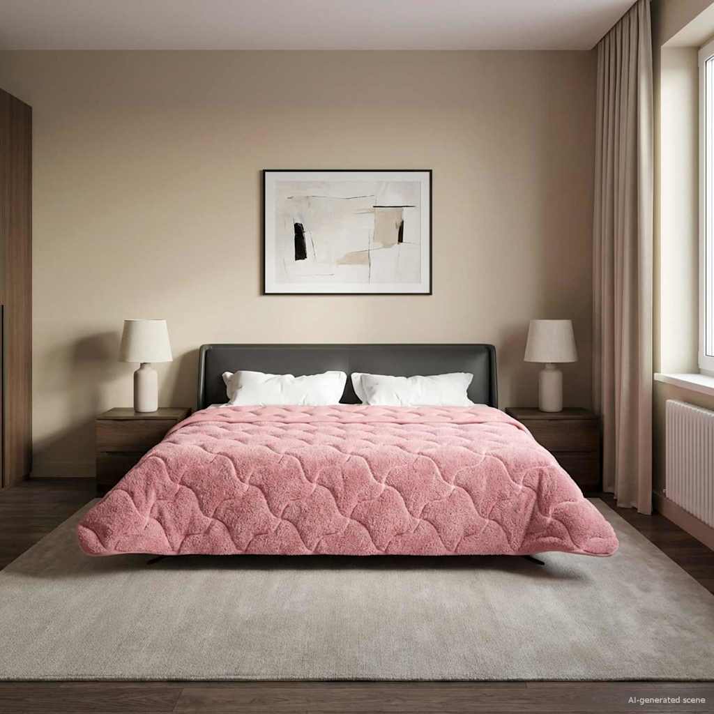 vidaXL Zimowa Kołdra Różowy 200 x 220 cm Mikrofibra i Fleece Teddy
