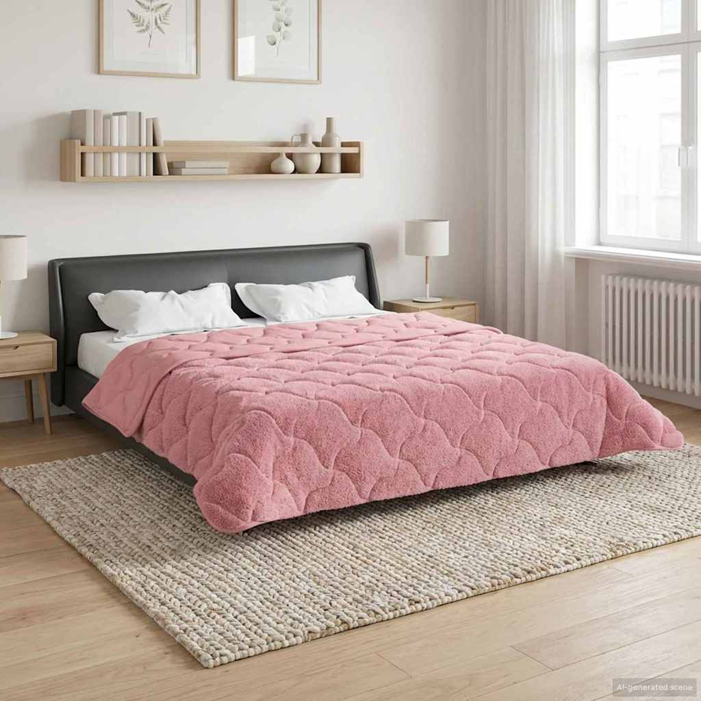 vidaXL Zimowa Kołdra Różowy 220 x 240 cm Mikrofibra i Fleece Teddy