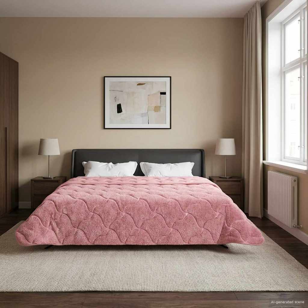 vidaXL Zimowa Kołdra Różowy 220 x 240 cm Mikrofibra i Fleece Teddy