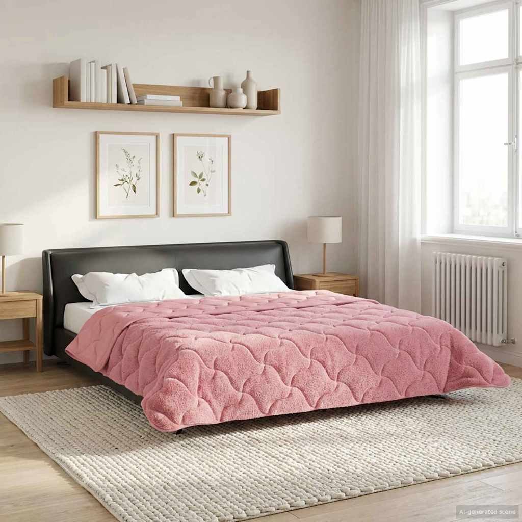 vidaXL Zimowa Kołdra Różowy 220 x 260 cm Mikrofibra i Fleece Teddy