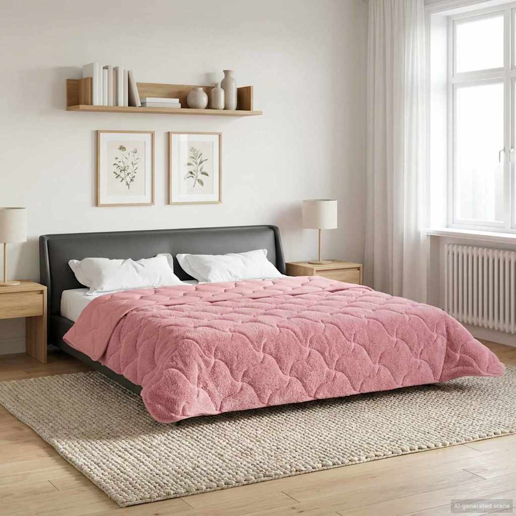 vidaXL Zimowa Kołdra Różowy 240 x 260 cm Mikrofibra i Fleece Teddy