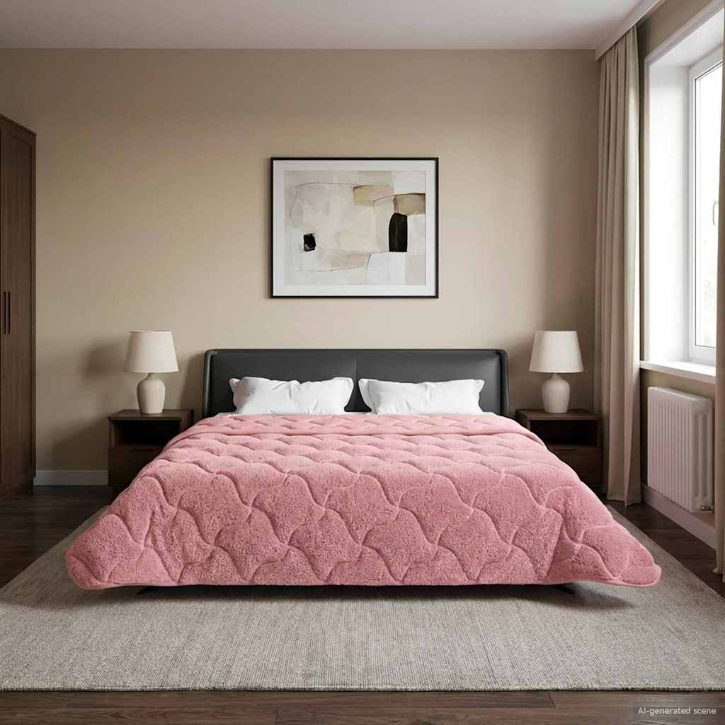 vidaXL Zimowa Kołdra Różowy 240 x 260 cm Mikrofibra i Fleece Teddy