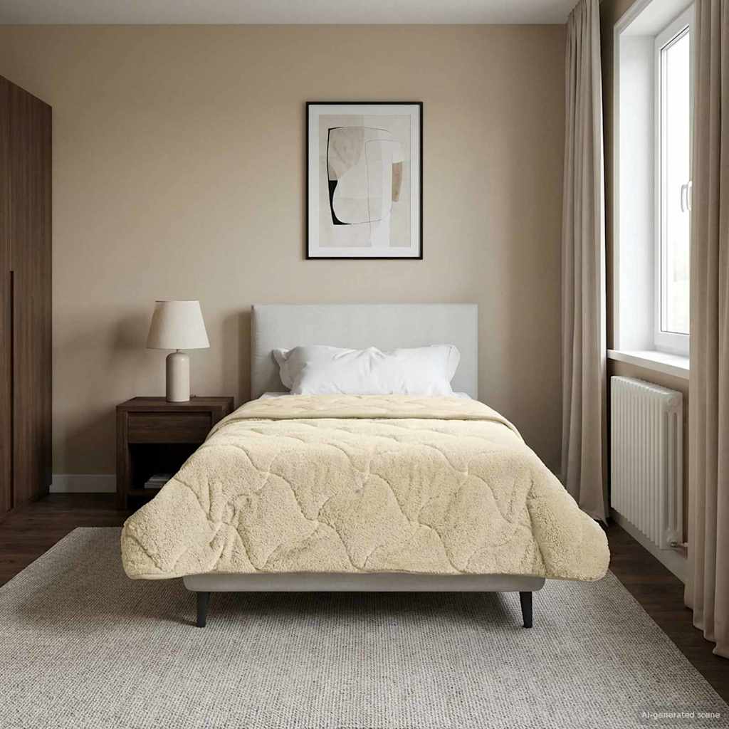 vidaXL Zimowa Kołdra Kremowy 140 x 200 cm Mikrofibra i Fleece Teddy