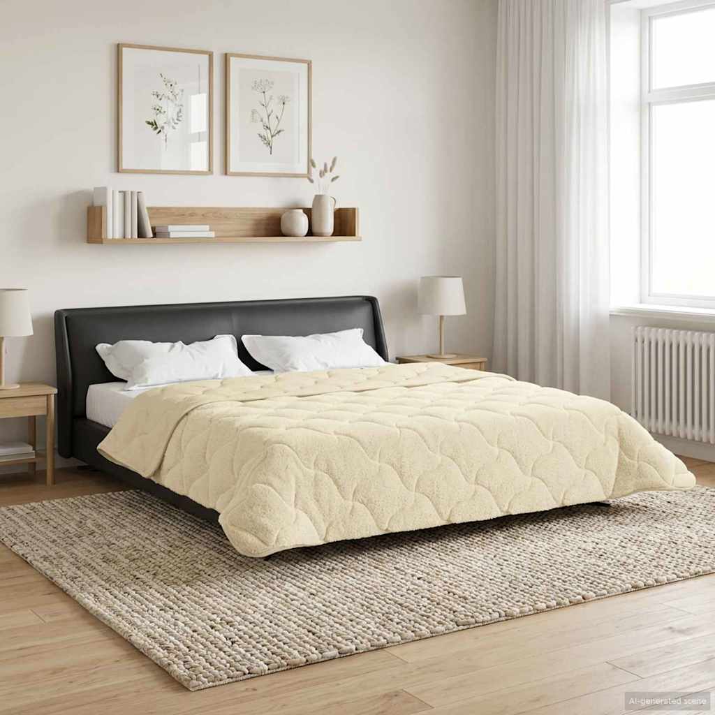 vidaXL Zimowa Kołdra Kremowy 200 x 240 cm Mikrofibra i Fleece Teddy