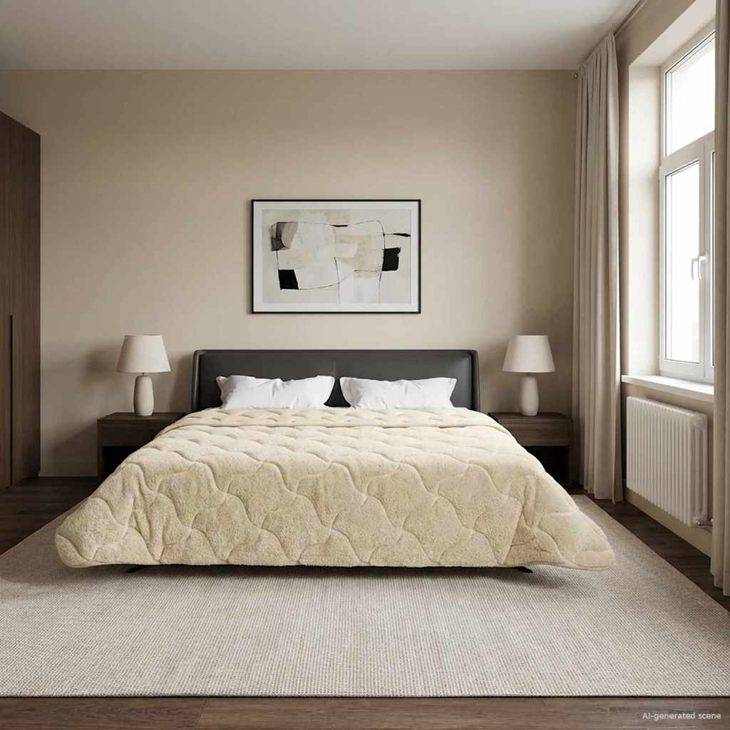 vidaXL Zimowa Kołdra Kremowy 200 x 240 cm Mikrofibra i Fleece Teddy