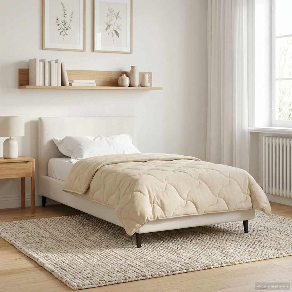 vidaXL Zimowa Kołdra Kremowy 135 x 220 cm Mikrofibra i Fleece Teddy