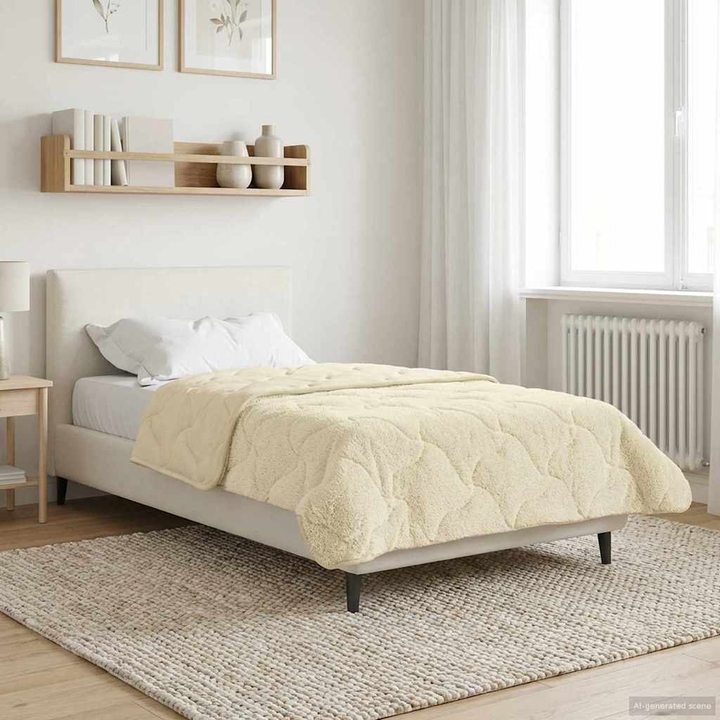 vidaXL Zimowa Kołdra Kremowy 140 x 220 cm Mikrofibra i Fleece Teddy