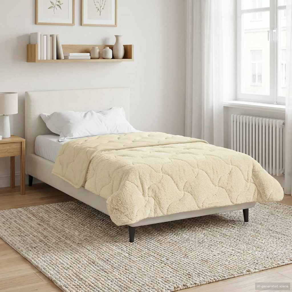 vidaXL Zimowa Kołdra Kremowy 155 x 220 cm Mikrofibra i Fleece Teddy
