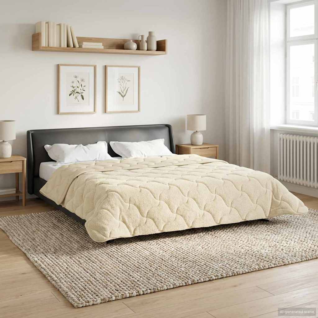 vidaXL Zimowa Kołdra Kremowy 200 x 220 cm Mikrofibra i Fleece Teddy