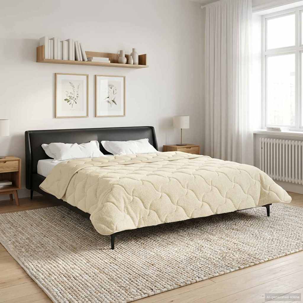 vidaXL Zimowa Kołdra Kremowy 220 x 240 cm Mikrofibra i Fleece Teddy